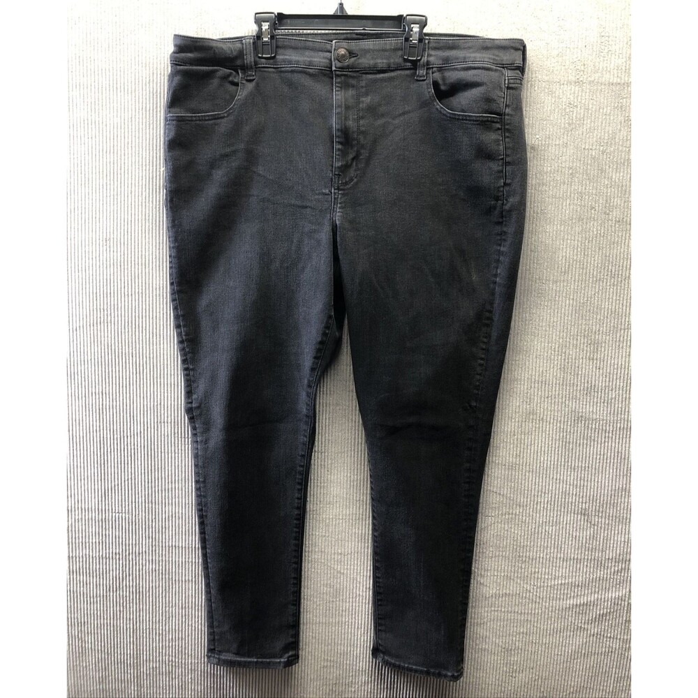 American Eagle Skinny Jeans Womens 22 Black Wash Stretch Denim Plus High Rise